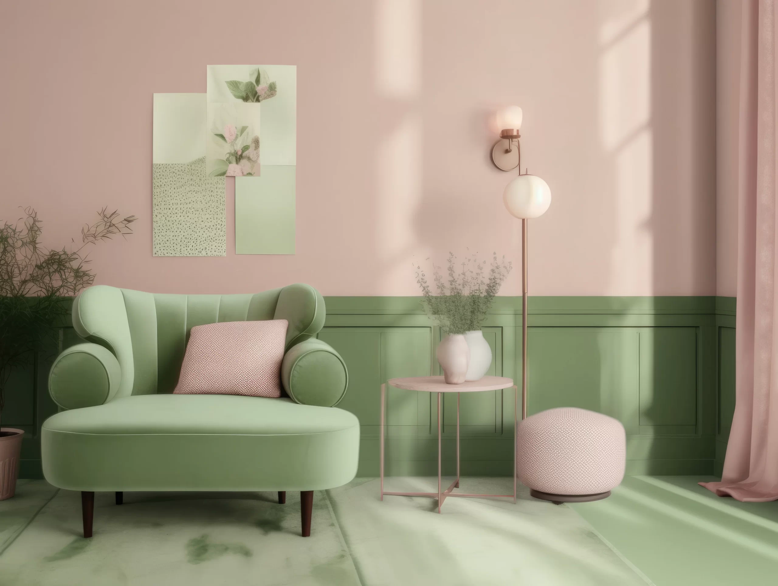 Pink green interior decor ideas 3