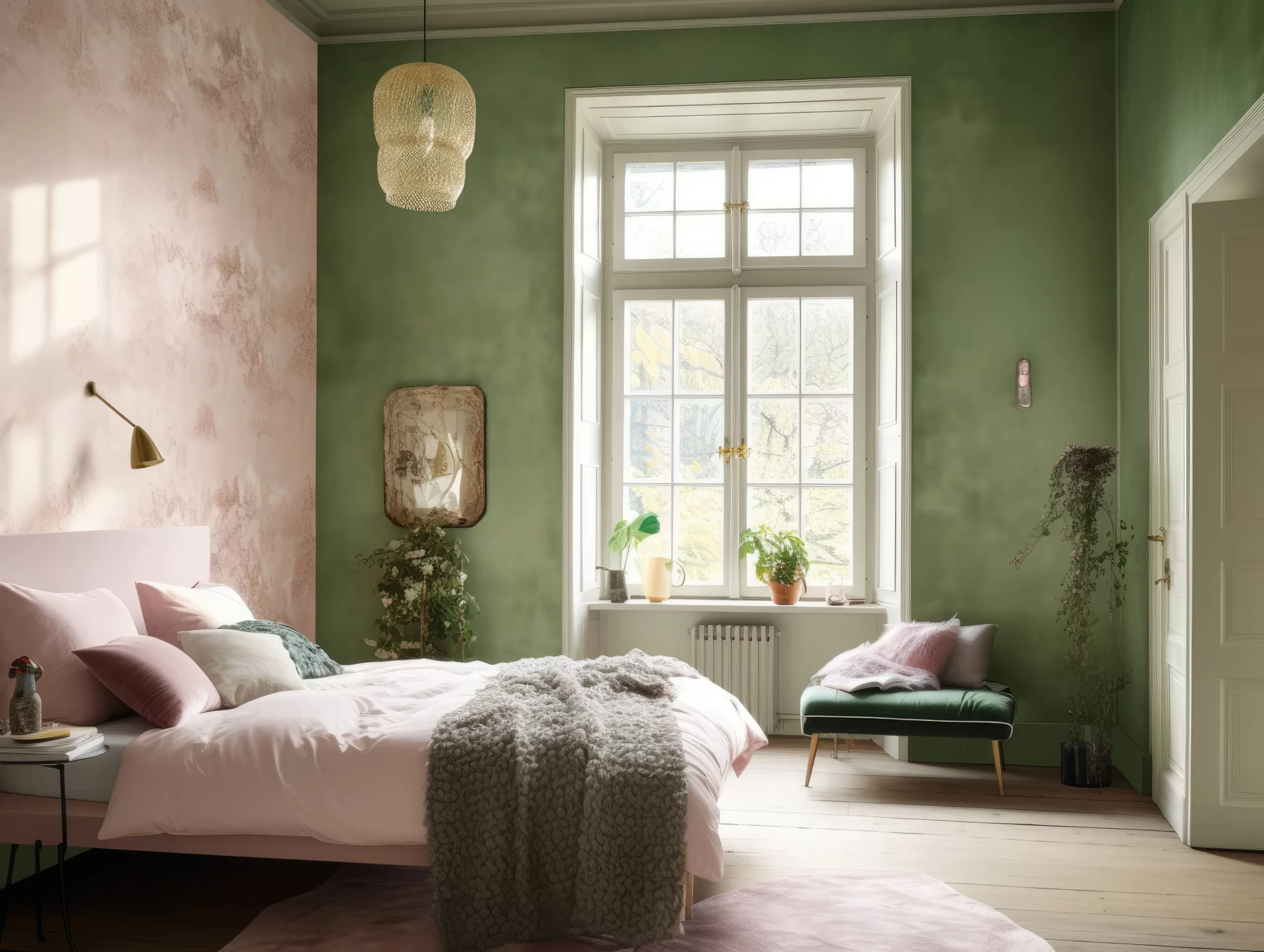Pink green interior decor ideas 4